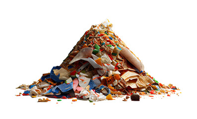 plastic waste pile for recycling on a transparent background (png). generative AI