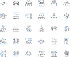 Sales associates line icons collection. Customer service, Salesmanship, Negotiation, Relationship-building, Communication, Target-oriented, Persuasion vector and linear illustration. Generative AI