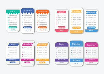Subscription plans comparison  and pricing table design template