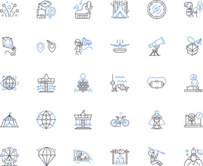 Quest line icons collection. Adventure, Journey, Mission, Expedition, Search, Exploration, Questing vector and linear illustration. Crusade,Pursuit,Odyssey outline signs set Generative AI