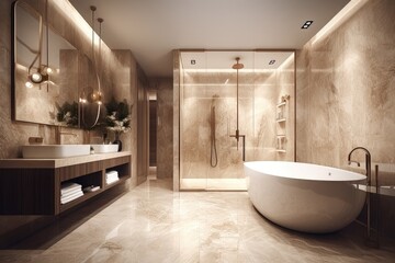 Naklejka na ściany i meble VIP Luxury Bathroom: Modern Elegance in Spacious Design 4. Generative AI