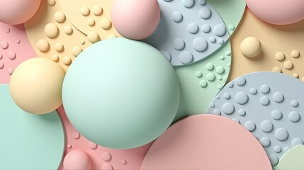 3d background with pastel circles and dots. AI generative