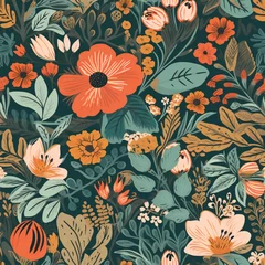 Deurstickers Seamless Floral Pattern with Flowers Warm Evening © Streetresolution