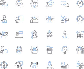 Professional journey line icons collection. Career, Progression, Experience, Development, Advancement, Success, Growth vector and linear illustration. Learning,Challenges,Achievements Generative AI