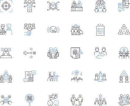 Professional establishment line icons collection. Authority, Distinguished, Excellence, Museum-like, Traditional, Proficient, Classic vector and linear illustration. Generative AI