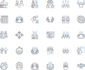 Project training line icons collection. Learning, Skill-building, Development, Guidance, Coaching, Collaboration, Practicality vector and linear illustration. Generative AI