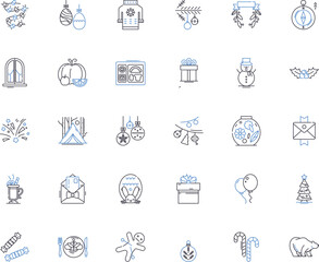 Fototapeta premium Noel line icons collection. Christmas, Joy, Family, Gifts, Carols, Peace, Traditions vector and linear illustration. Celebration,Love,Reindeer outline signs set Generative AI