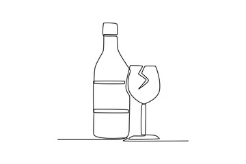 Continuous one line drawing glass trash. World environment day concept. Single line draw design vector graphic illustration.