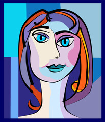 Colorful background, cubism art style,abstract portrait
