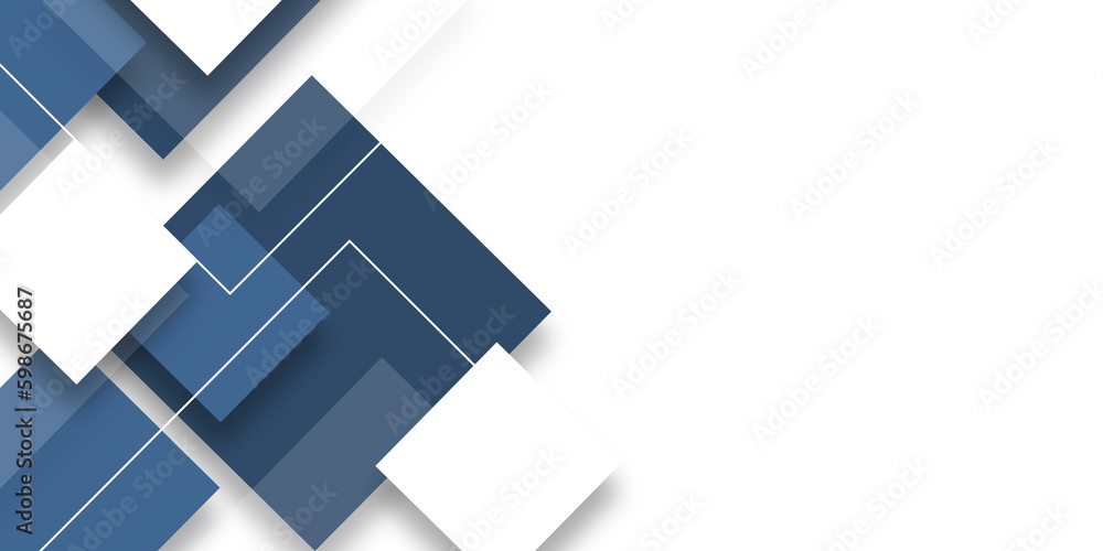 Aufkleber blue white abstract geometric presentation background with rectangle and square shapes