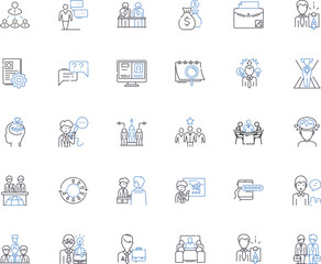 Occupation kinds line icons collection. Doctor, Teacher, Engineer, Accountant, Lawyer, Nurse, Carpenter vector and linear illustration. Artist,Musician,Chef outline signs set Generative AI