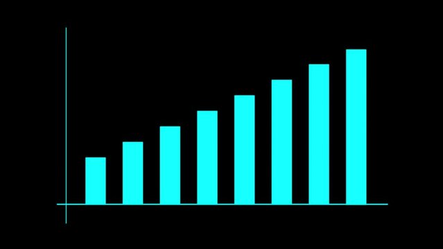 Animated Footage of Statistics Bars and Columns Growth. Depicting Finance and Business in Infographic Animation, with Bar Graph Going Up and Positive Increase Chart of Profit Concept. Alpha Channel