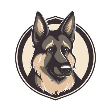 German shepherd head vector logo isolated on white background. Service dog logo
