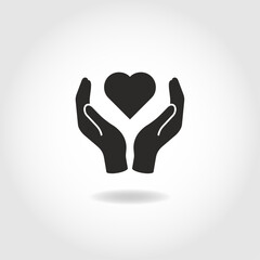 Obraz premium charity vector icon. Heart care icon in flat style