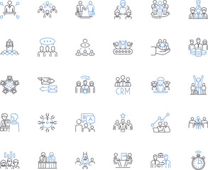 Fototapeta na wymiar Leadership seminar line icons collection. Inspire, Motivate, Empower, Guidance, Mentorship, Vision, Strategy vector and linear illustration. Communication,Growth,Innovation outline signs Generative AI