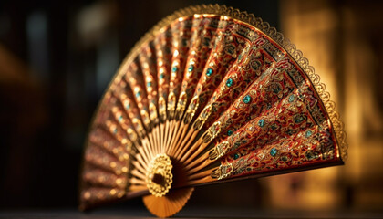 Elegant folding fans, ancient craft, ornate decoration generated by AI