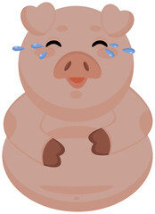 funny pink pig sticker laughing
