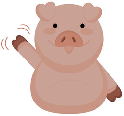 Obraz na płótnie Canvas funny pink pig sticker hello