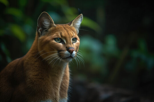 image of an asian golden cat with a deep gaze, looking at the camera, ai generated.
