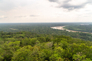 Views of the river in the Colombian Amazon area from the hill