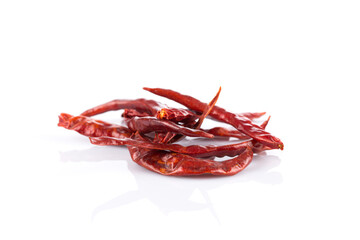 dried chili on white background