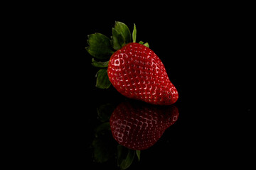 Red ripe strawberry fruits