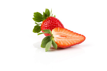 Red ripe strawberry fruits