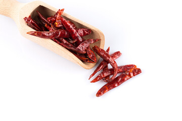 dried chili on white background