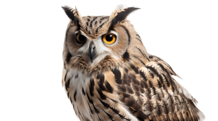 eagle owl isolated on white background