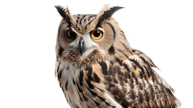 eagle owl isolated on white background