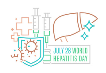 World hepatitis day. Editable vector illustration. Horizontal poster