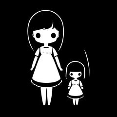 Fototapeta premium Big Sister | Black and White Vector illustration