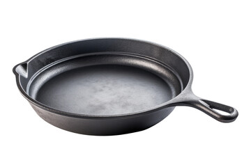 cast iron frying pan isolated on a transparent background, generative ai