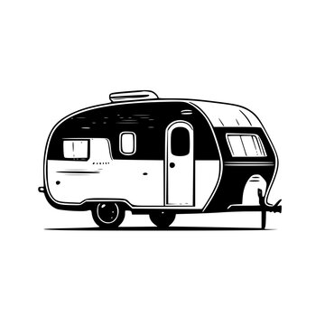recommend clip art: Camper | Black and White Vector illustration