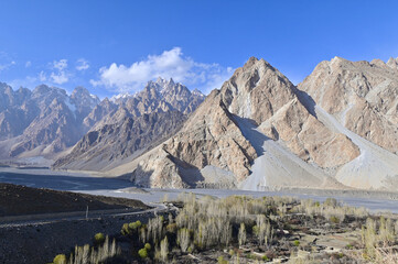 Natural Scenery of the Karakoram Range with Passu Cones in Gojal Valley, Pakistan