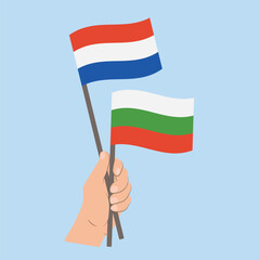Flags of the Netherlands and Bulgaria, Hand Holding flags