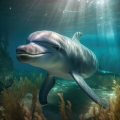 Dolphin in natural habitat (generative AI)