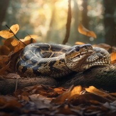 Fototapeta premium Anaconda in natural habitat (generative AI)