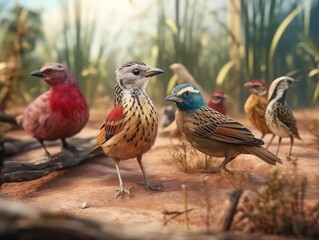 Group of Bird in natural habitat (generative AI)