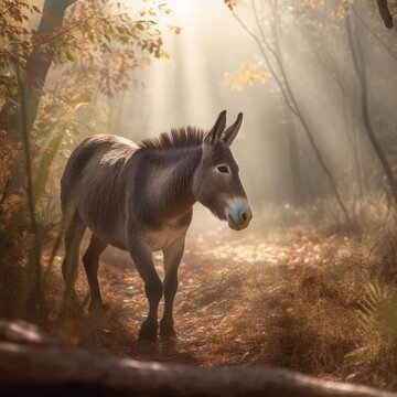 Donkey in natural habitat (generative AI)