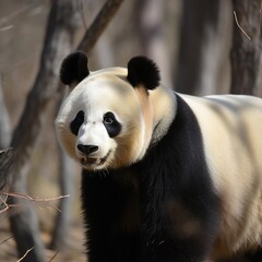 Obraz premium panda, bear, animal, china, bamboo, giant, mammal, zoo, white, black, cute, endangered, wildlife, giant panda, nature, wild, eating, asia, rare, species, chengdu, fur, forest, tree, cub