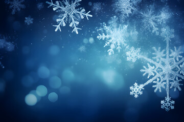 Blue christmas background with snowflakes. generative ai
