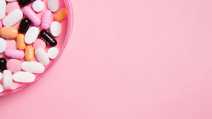 Obraz na płótnie Canvas Pills on pink background