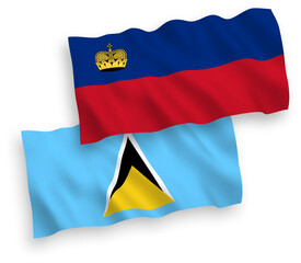 Fototapeta premium Flags of Saint Lucia and Liechtenstein on a white background