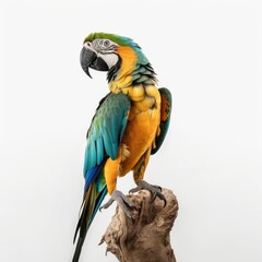 Fototapeta premium bird, parrot, animal, beak, green, red, nature, pet, colorful, tropical, isolated, feather, lorikeet, wildlife, white, parakeet, macaw, branch, color, exotic, wild, rainbow, birds, yellow, beautiful