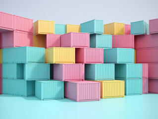 Colorful pastel cargo containers