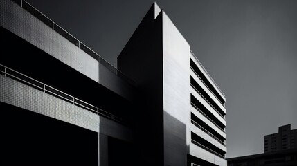 AI Generative. "Monochrome Marvel: The Intricate Forms and Bold Contrasts of Modern Architecture"