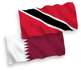 Flags of Republic of Trinidad and Tobago and Qatar on a white background