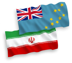 Flags of Tuvalu and Iran on a white background