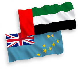 Flags of Tuvalu and United Arab Emirates on a white background
